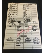 BRAVES MARLINS GU DUGOUT LINEUP CARD 7-26-00 SIGNED BY BOBBY COX KEVIN M... - $285.42