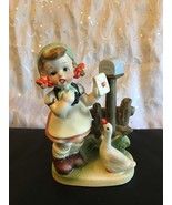 VINTAGE 1950&#39;s NAPCO GIRL W/ DUCK AT MAILBOX HOLDING HEART CARD # C-7719... - £17.66 GBP