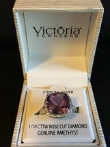 Victoria Townsend Sterling Silver 6.0 Amethyst & Diamond accent  Ring size 7 NEW - £90.07 GBP