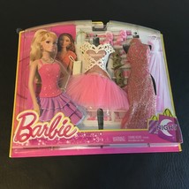 Barbie Doll Night Fashion 2 Outfit Clothing Set Pink &amp; Gold Fashionista Shoes - £19.41 GBP