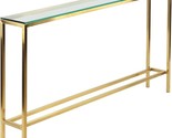 Cortesi Home Juan Console Table, Skinny 56&quot; x 8&quot;, Brushed Gold Color wit... - $371.99