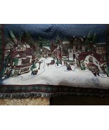 VINTAGE CHATHAM 100% COTTON THE CHRISTMAS TOWN SOFA/CHAIR THROW USA 72&quot; ... - $48.88 CAD