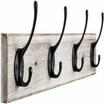4 Hook Vintage Wall Mounted Coat Rack Rustic Bathroom Foyer Kitchen Mudr... - $39.26