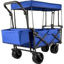 VEVOR Extra Large Collapsible Garden Cart with Removable Canopy, Folding Wagon U - £113.36 GBP