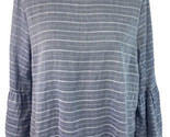 Tommy Hilfiger Blue Striped 3/4 Bell Sleeve Blouse Size Small - $25.23
