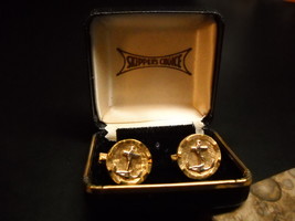 Skipper&#39;s Choice Cuff Links Anchors Gold Silver Color Metal in Presentation Box  - £10.38 GBP