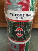 OHIO STATE BUCKEYES FOOTBALL FIELD WELCOME MAT 28" X 52" WINCRAFT SPORTS NEW - £37.77 GBP