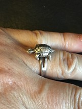 VINTAGE 3D MOVABLE TURTLE RING .925 STERLING SILVER SIZE 6 CUTE! - £25.04 GBP