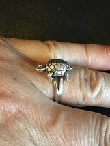 VINTAGE 3D MOVABLE TURTLE RING .925 STERLING SILVER SIZE 6 CUTE! - $601.32 MXN