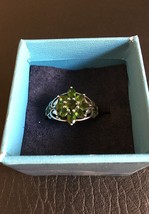 Russian Chrome Diopside Flower Pattern .925 Sterling Silver Ring Size 9 Sunburst - £55.11 GBP