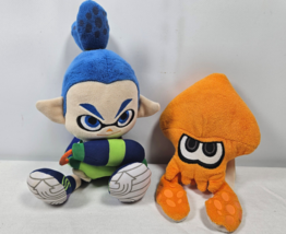 Splatoon Blue Inkling Boy &amp; World of Nintendo Orange Squid Plush Lot 2016 - £31.34 GBP