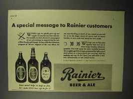 1942 Rainier Beer &amp; Ale Ad - A Special Message - £14.62 GBP