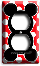 Mickey Mouse Ears Polka Dots Duplex Outlet Wall Plate Cover Baby Nursery Bedroom - £8.21 GBP