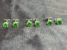 Vente en Lot 3 Paires Simulé Diamant Vert Émeraude Clou Plaqué Or Boucles - £58.78 GBP