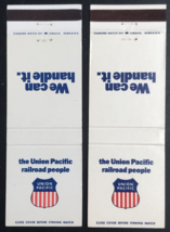 2 Vintage UP Union Pacific Railroad We Can Handle It Piggy Back Matchbook Covers - £7.56 GBP