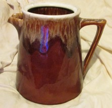 Vintage Rubel Pottery Pitcher Brown Drip #914 Milk Water 8&quot; H X 6 1/2&quot;W 4&quot; Top - £14.64 GBP