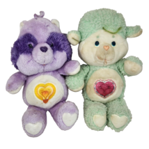 2 Vintage Kenner Care Bears Cousins Gentle Heart Bright Raccoon Stuffed Plush - $57.00