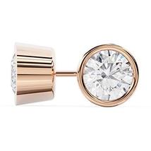 Brilliant Round Cut Solitaire Diamond Stud Earrings | Bezel Setting | 18k Rose G - £791.22 GBP