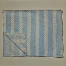 HB Hudson Baby Blue White Stripes Fleece Blanket Lovey 30&quot; x 36&quot; SOFT - £31.11 GBP