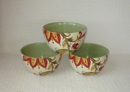 Pier 1  CARYNTHUM Vibrant Floral Ceramic Soup or Cereal Bowls ~ Set of 3 - £31.64 GBP