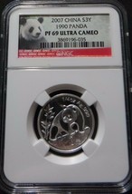 2007 China Plata 3 Yuan 25th Anniversary 1990 Panda NGC Pf 69 Ultra Cameo - £73.24 GBP