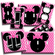 Minnie Mouse Ears Pink Polka Dots Girls Bedroom Light Switch Outlet Wall Plate - £9.61 GBP+