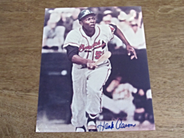 HANK AARON BRAVES BREWERS HOF SIGNED AUTO COLOR 8X10 PHOTO  - £47.01 GBP