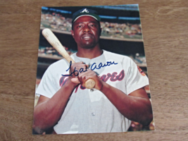 HANK AARON BRAVES BREWERS HOF SIGNED AUTO COLOR 8X10 PHOTO  - £47.17 GBP