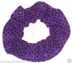 Dark Purple Sequin Dots Hair Scrunchie Scrunchies by Sherry Confetti Dot - £5.49 GBP