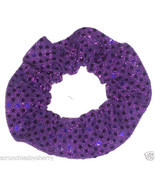 Dark Purple Sequin Dots Hair Scrunchie Scrunchies by Sherry Confetti Dot - £5.63 GBP