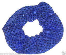 Royal Blue Sequin Dots Hair Scrunchie Scrunchies by Sherry Confetti Dot - $6.99