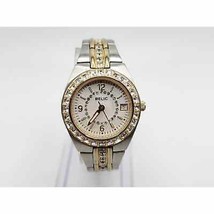 Relic Watch Women Silver Gold Tone Pave Bezel Band Date New Battery 5.75&quot; 25mm - £22.12 GBP