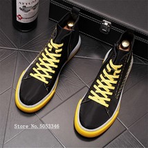 Fashion Designer Mens High Tops Casual Shoes Flats British Style Man Breathable  - £78.39 GBP