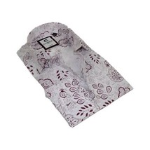 Mens Shirt CASILA Turkey Cotton Blend Long Sleeves 501700-06 Burgundy Floral image 2
