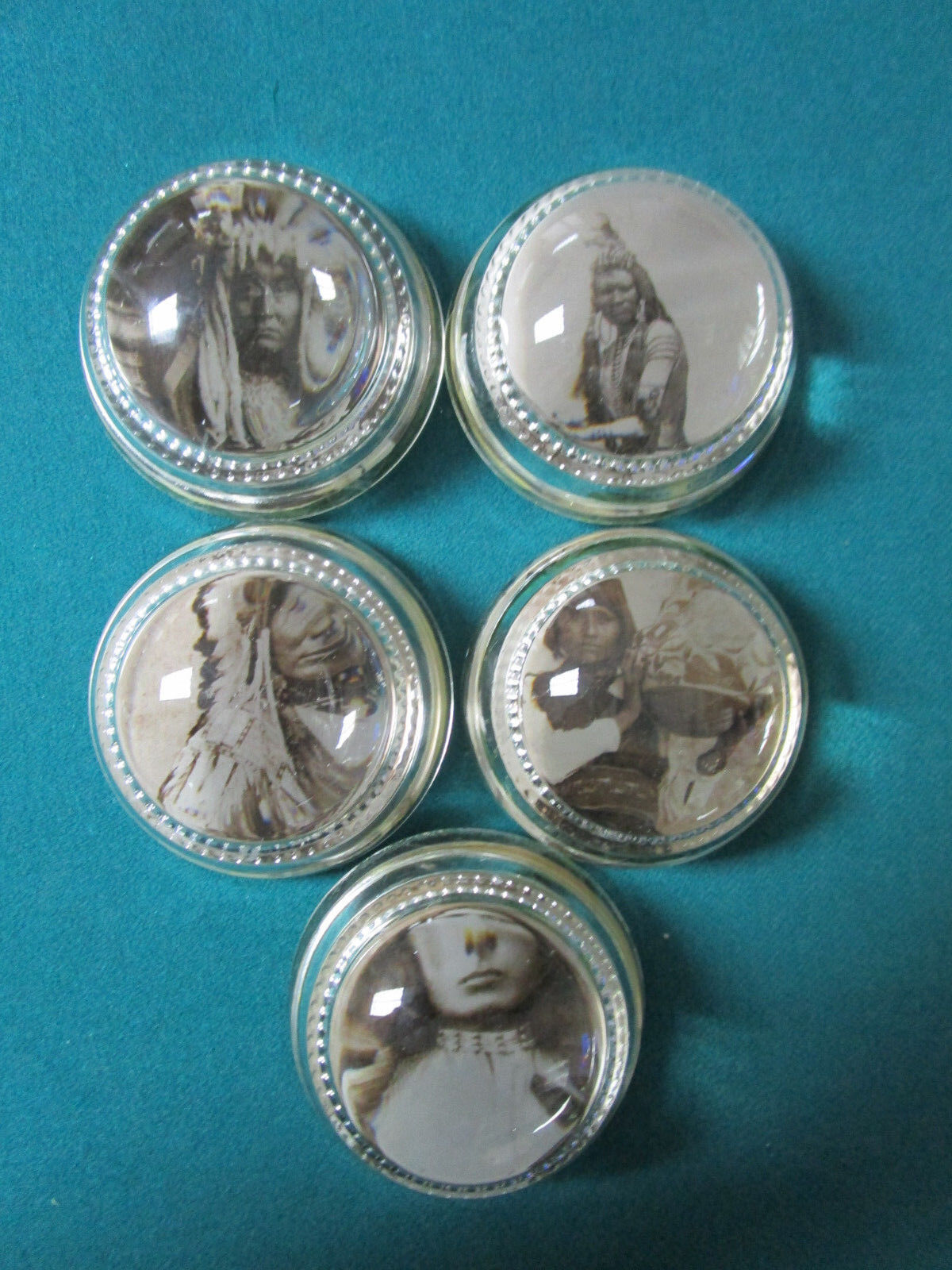 Glass Paperweight Photograph American Indians Holographinc Style-  PICK ONE - $42.00