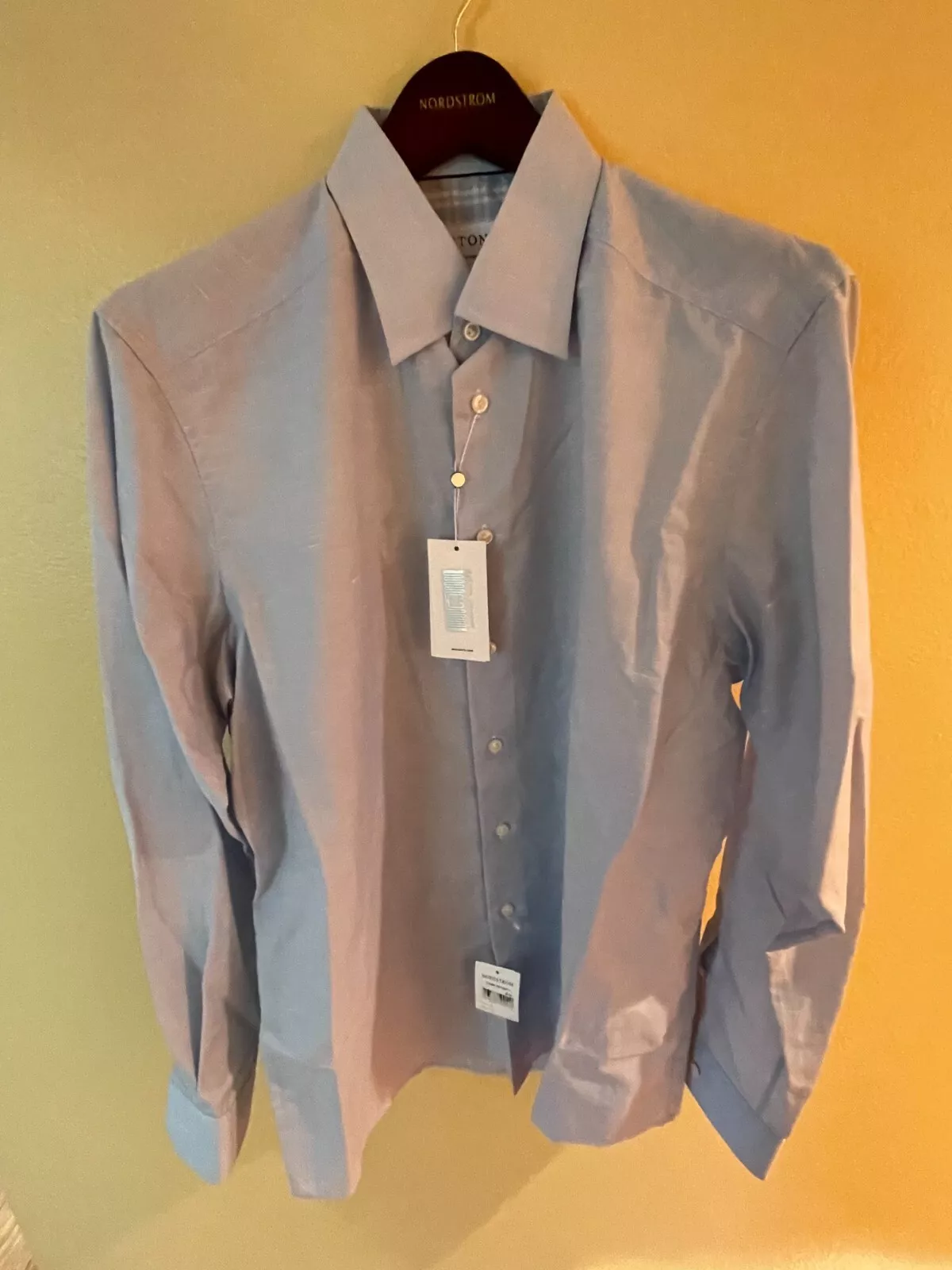 Eton Contemporary Fit Cotton Linen Mix Dress Shirt - Blue - Size 16 - $165.00