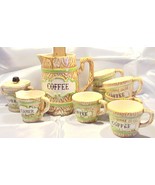 Ceramic Wood Look Coffee Decanter, Sugar, Creamer &amp; 6 Cups - For Decorat... - €11,18 EUR