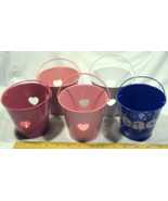 Lof of 5 Tabletop Decorative Tin Buckets - 2 Pink, 1 White, 1 Red &amp; 1 Blue - €8,59 EUR