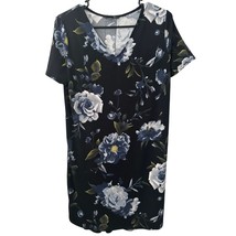 Christian Siriano Dress Medium Floral Shift Mini Black Gray White Designer - £12.19 GBP