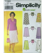 Pattern 7090 Women's Skirts, Several Styles sz 4-10 and Drawstring Bag  - £4.54 GBP