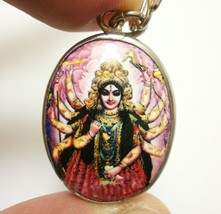 Maa Durga Kali Kalika Uma Devi Goddess Shakti Hindu Om Locket Pendant Necklace - £23.56 GBP