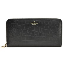 Kate Spade New York Grey Street Exotic Neda Wallet in Black Embossed Lea... - $119.95
