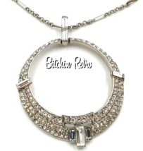 Carolee Rhinestone Necklace with Circular Pendant and Bridal or Holiday ... - $20.00