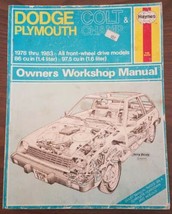 1978-1983 HAYNES DODGE PLYMOUTH COLT CHAMP FWD MODELS WORKSHOP MANUAL - $11.83