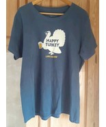 “Life Is Good” Beer Happy Turkey Graphic Tee Shirt Size XXL Blue RR - $13.56 CAD