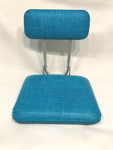Vintage Stadium Cushion Seat MCM Vinyl Folding Turquoise Padded Chair Bl... - $38.72 CAD