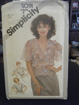 Vintage Simplicity 5091 Misses Pullover Tops Pattern - Size 10 Bust 32 1/2 - $7.65