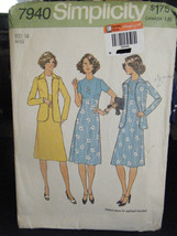 Simplicity 7940 Misses Dress & Unlined Jacket Pattern - Size 14 Bust 36 - $10.11