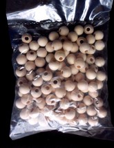 100 Unfinished Wood 3/8&quot; 10mm Round Wood Beads Made in USA  #1020 - £6.15 GBP