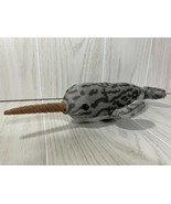 Aurora Miyoni gray plush narwhal stuffed animal 12&quot; whale toy beanbag - £4.19 GBP